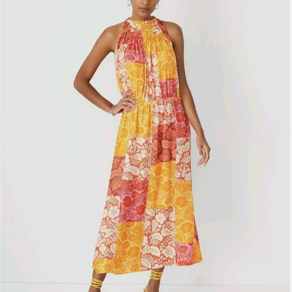 Ann Taylor Patchwork Floral Maxi Dress - Picture 1 of 8